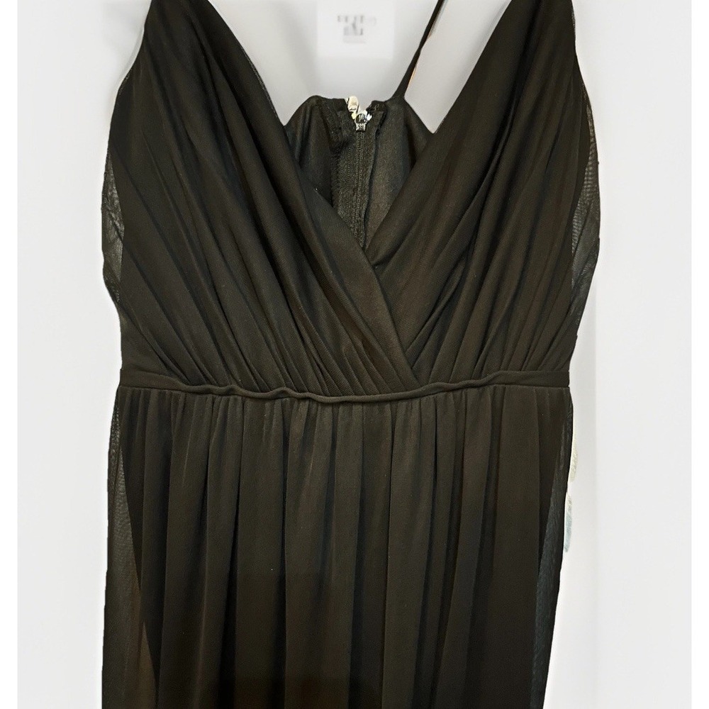 David's Bridal Formal Maxi Gown VNeck with Spaghetti Straps Sz 2 Black *cut hem